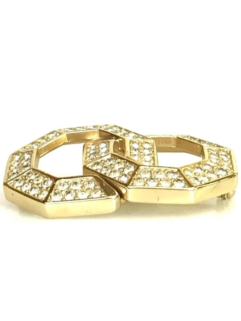 Dior Brooch Gold Interlocking Rhinestone